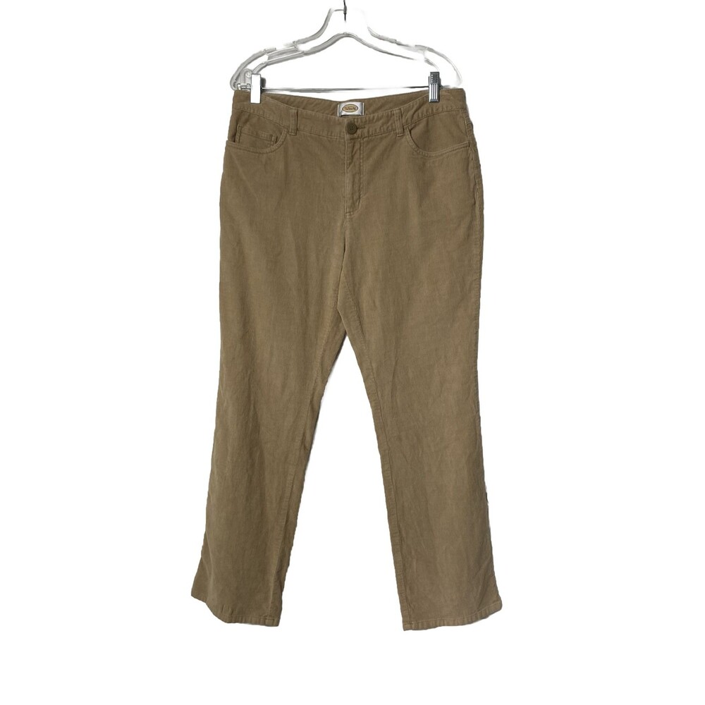 Talbots Corduroy Pants Size 12 Beige Straight Pocket Mid Rise Stretch Light Wash